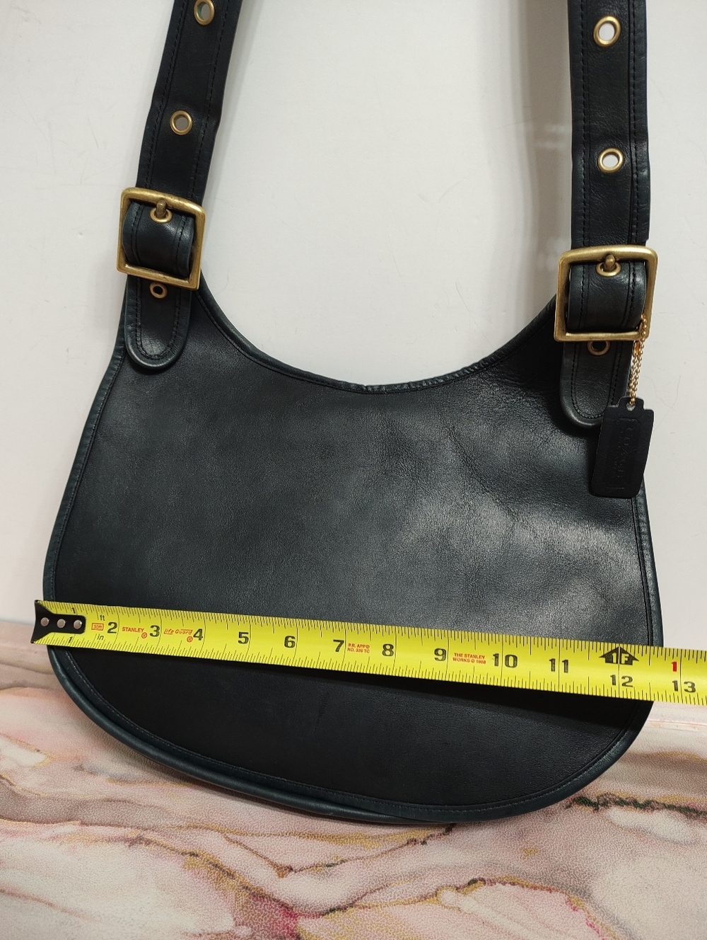 Vintage Coach 9210 Saddle Bag Large Navy Blue - Picture 10 of 16